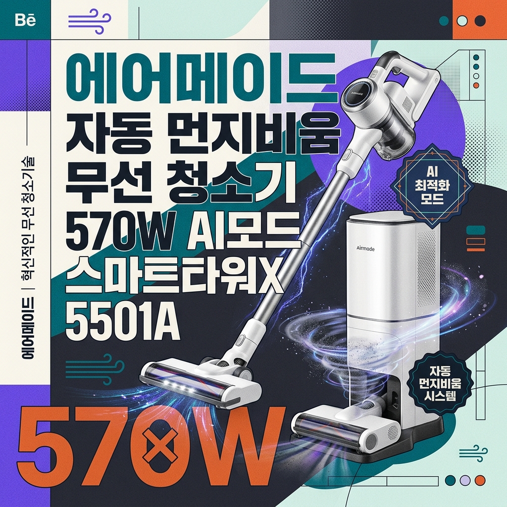 에어메이드 자동 먼지비움 무선 청소기 570W AI모드 스마트타워X AMC-5501A 11847246504 제품 이미지