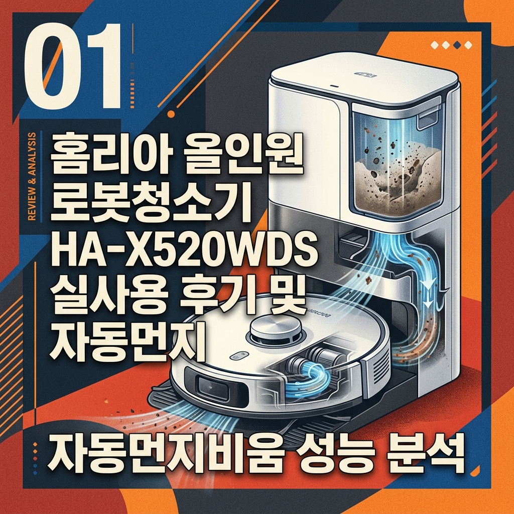 홈리아 로봇청소기 HA-X520WDS 올인원 물걸레 자동먼지비움 더스트봇 클린스테이션 성능 분석 제품 이미지