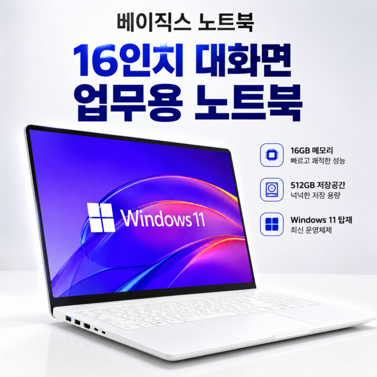 대학생 인강용 노트북 베이직북 16인치 11149376385 가벼운 16GB 512GB 사무용 업무용 노트북-16인치-Win11-16/512