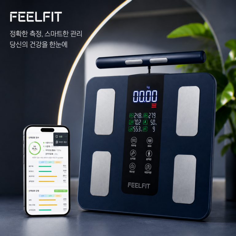인바디 체지방계 필핏 FEELFIT EXPERT2 (한국 APP)손잡이형 8전극 스마트 체중계 체성분 체중계 체지방 체중계 다이어트 애플건강 삼성헬스 연동 50가지 체성분분석 FE-EXPERT2-05106