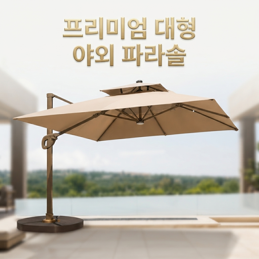 초대형 파라솔 최신형 피믹 3M 폴딩 야외행사 공연장 펜션 테라스 옥상 그늘막 카페 SUN-3M-2026-IV 제품 이미지