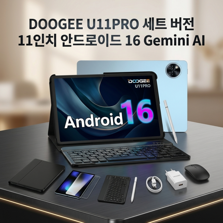 태블릿 pc 추천 가성비 DOOGEE-U11PRO-SET-2026 세트 버전 11인치 안드로이드 16 Gemini AI2.0 태블릿 30GB+256GB 2TB확장 5GWiFi 8580mAh