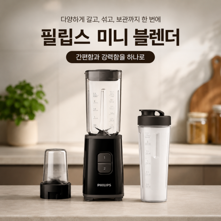 필립스 미니 블렌더 데일리 컬렉션 시리즈 텀블러&다지기 구성 블랙 HR2603/90